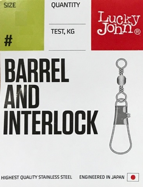 Вертлюги c застеж. BARREL AND INTERLOCK Black 010, 17 кг., 7шт.