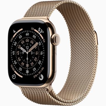 Apple Watch Series 11 GPS 42mm Gold Titanium Case with Gold Milanese Loop