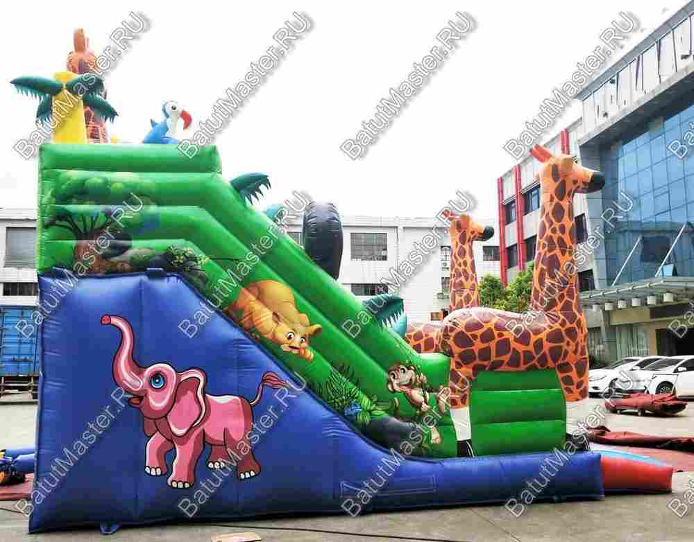 Надувной батут-горка "Веселые жирафы", 7*3,5*5 м