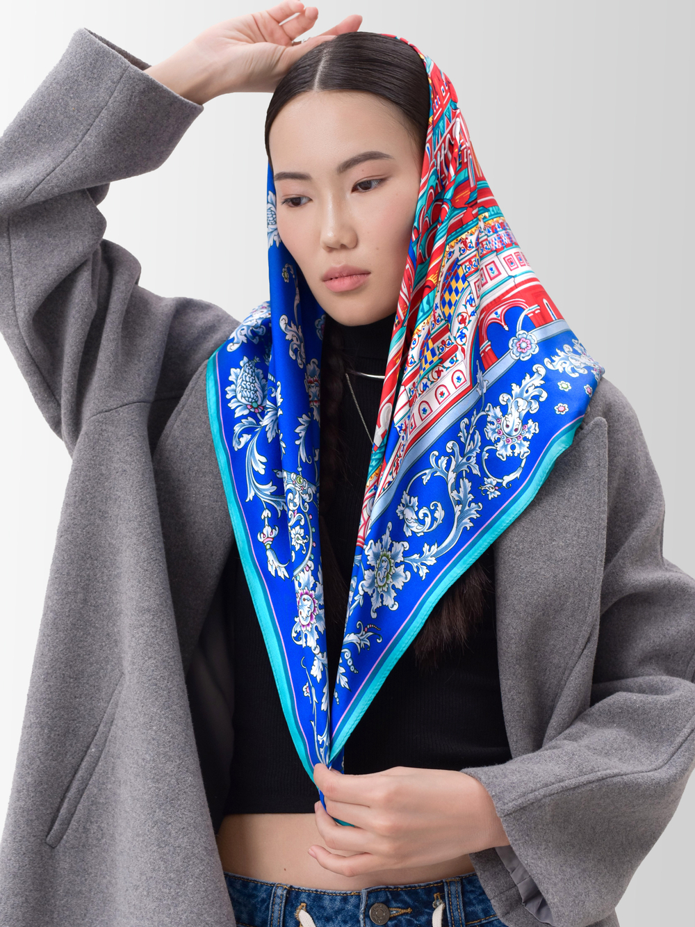 Платок «Собор Василия Блаженного» 100% шелк