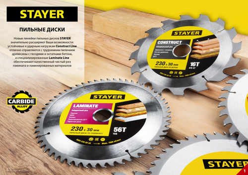STAYER Opti Line 230 x 30мм 36Т, диск пильный по дереву, оптимальный рез
