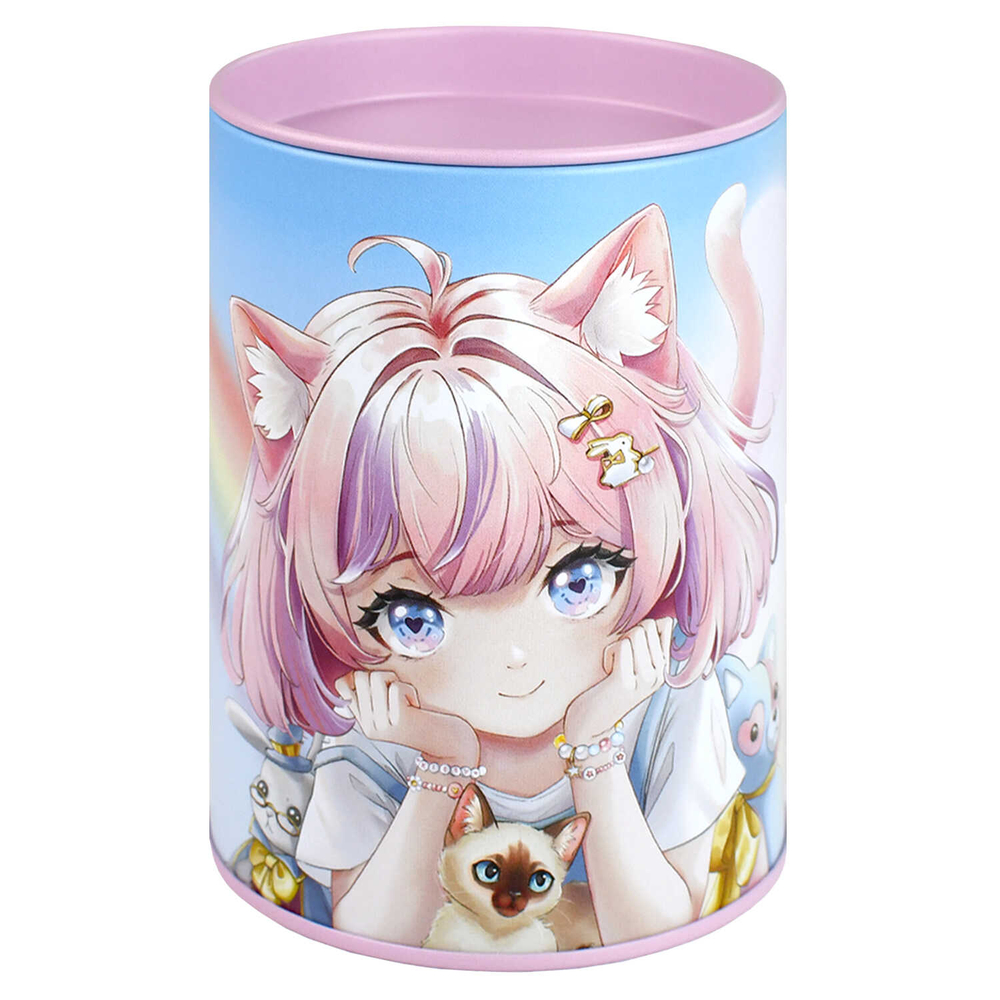 Копилка-подставка для канцелярских принадлежностей, 10,4х7,5х7,5 см. Коллекция "АНИМЕ С КОТИКАМИ":