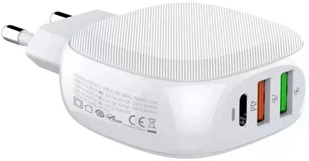 СЗУ 32W/PD с кабелем lightning 2USB A3510Q LDNIO