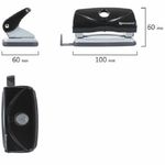 Дырокол до 10л, Brauberg Original, металлический, черный