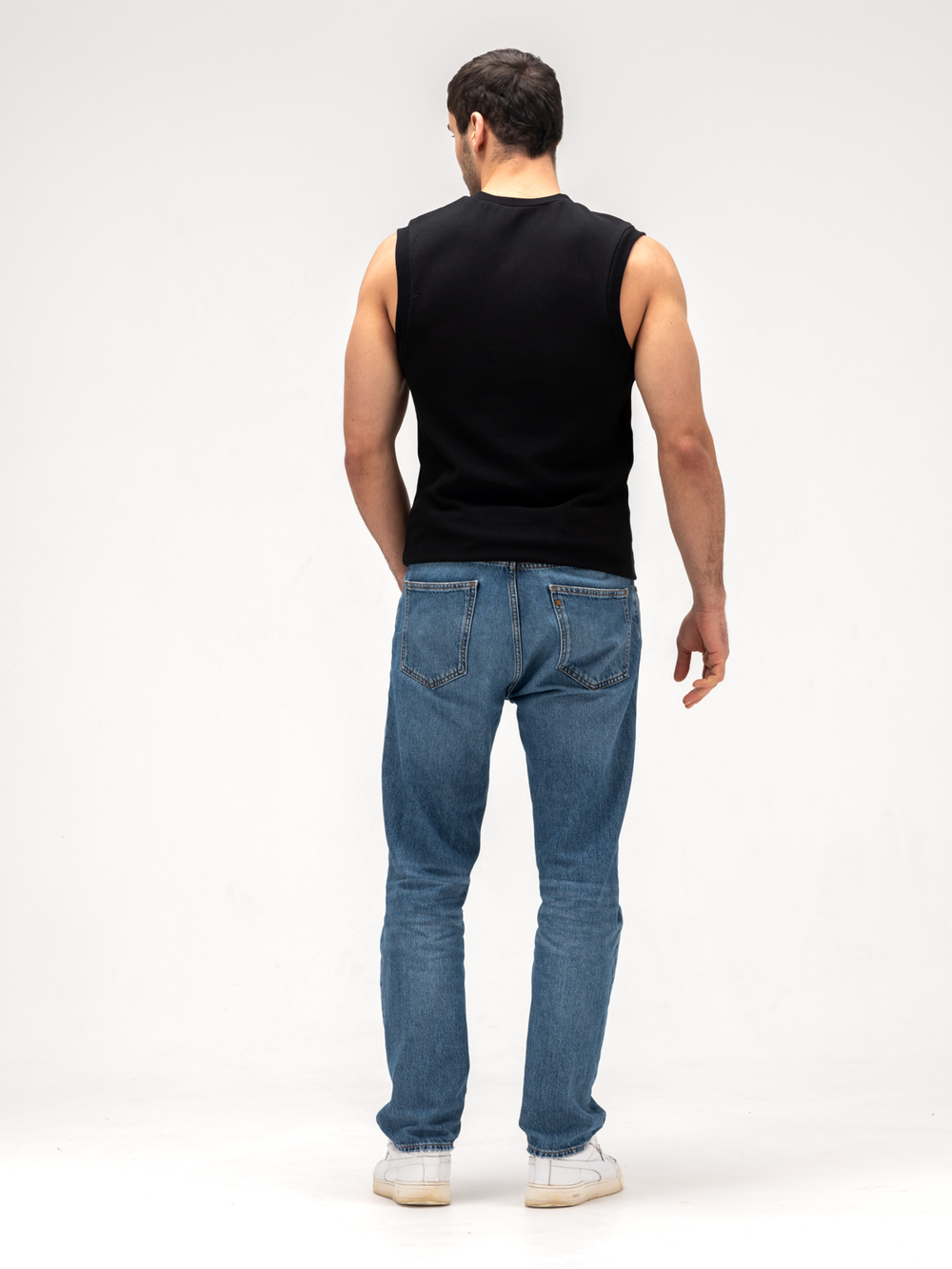 Майка мужская хлопковая на широких лямках Черная