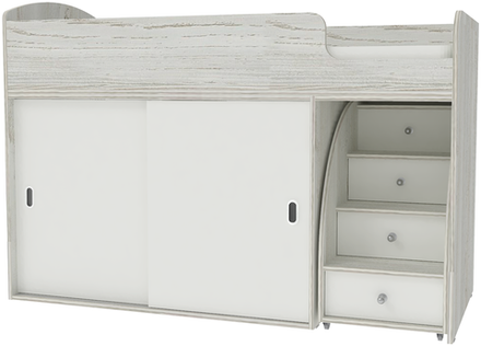 Кровать-чердак КарИВи Малыш Купе Винтерберг Белый