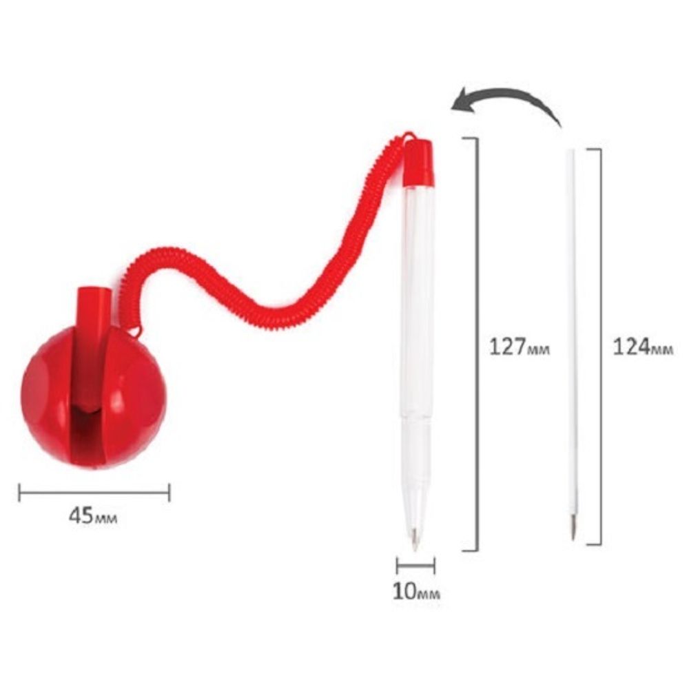 Ручка шариковая на подставке с липучкой Brauberg, Stop Pen, синяя, 0.5мм, корпус красный