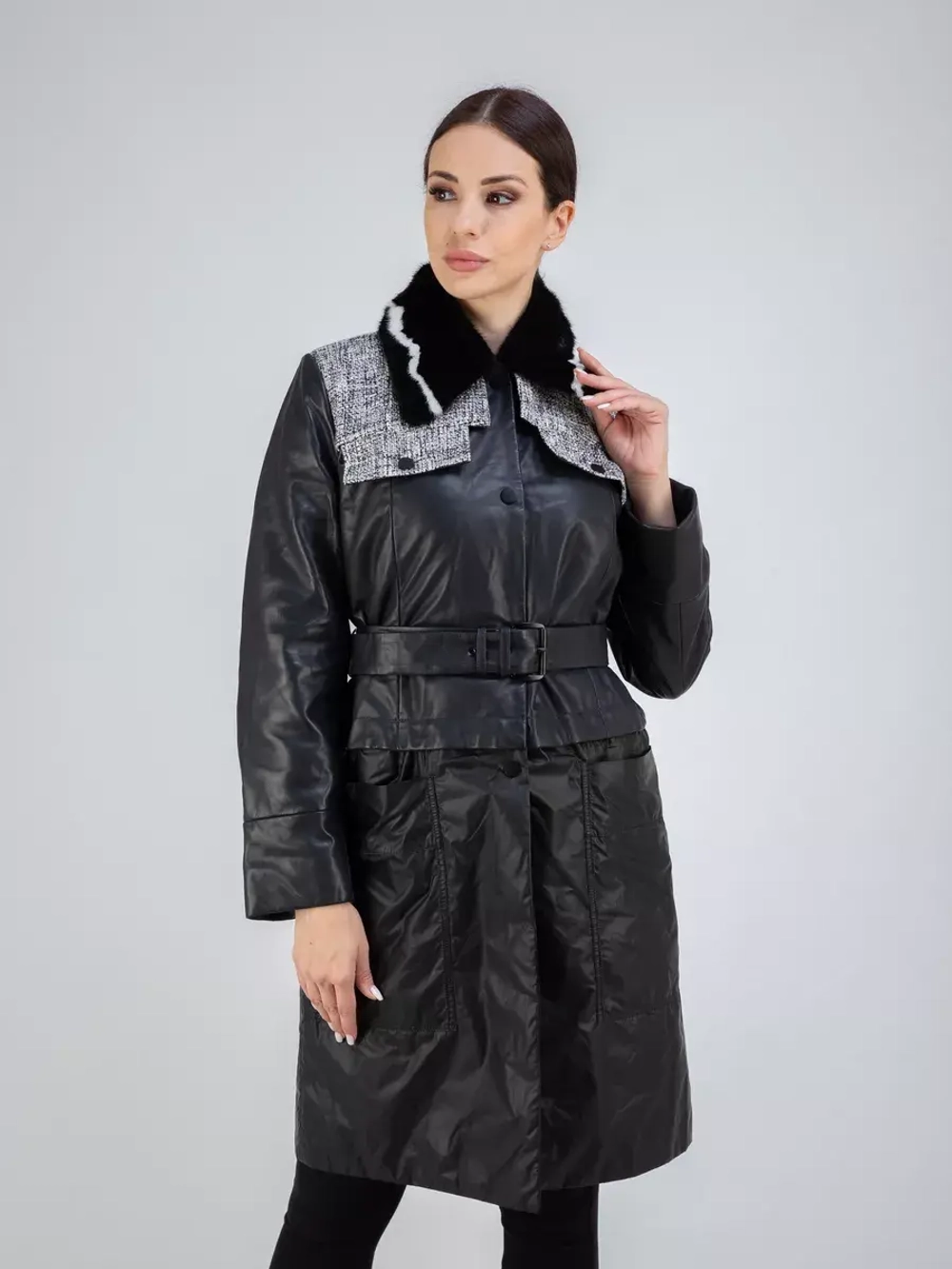 Плащ трансформер комбинированный осенний