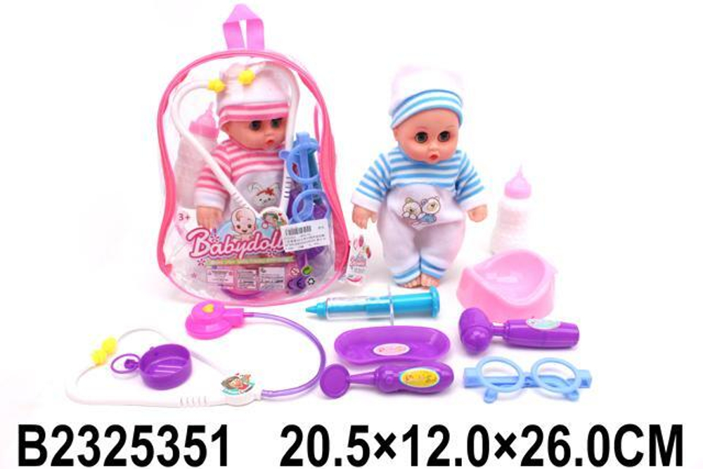 Пупс с аксесс., рюкзак 858-P3