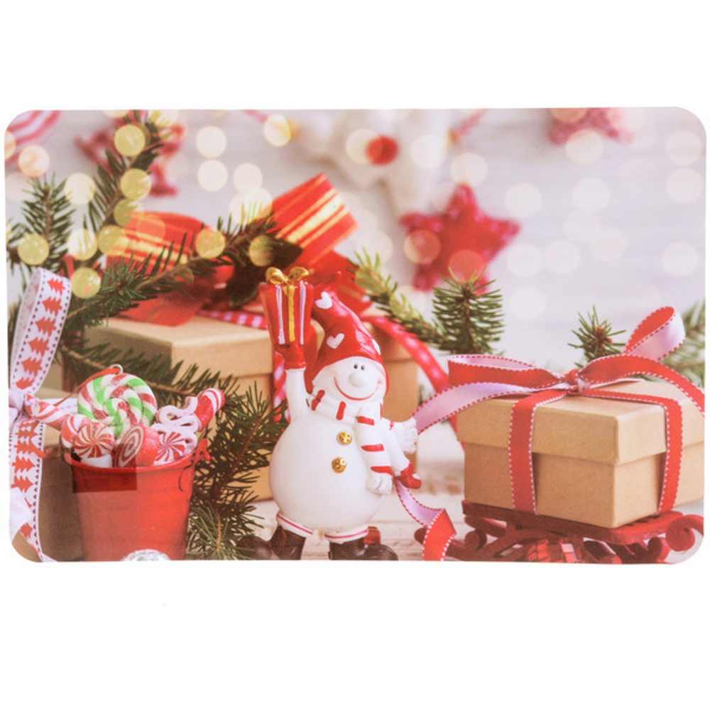 Салфетка на стол 41*26см «Снеговик в подарках»