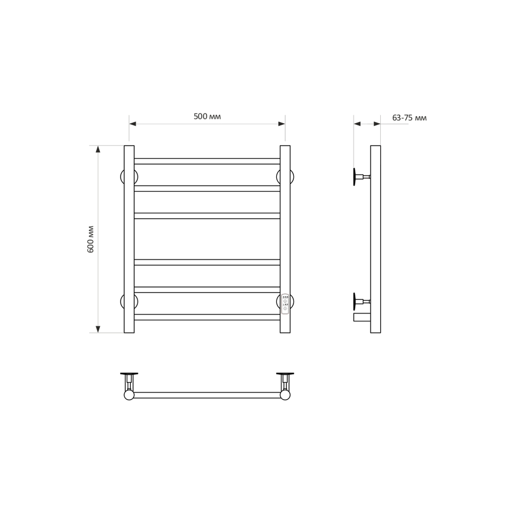 Полотенцесушитель MIXLINE VEGA  60х50 (таймер, 253 Вт, 6 перекладин) электрический ЧЕРНЫЙ