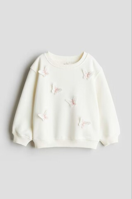 H&M Толстовка с круглым вырезом и контрастными деталями, белый