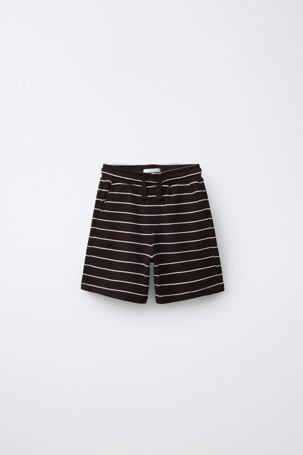 ZARA КОМПЛЕКТ ИЗ РУБАШКИ И ШОРТОВ В ПОЛОСКУ, КОРИЧНЕВЫЙ