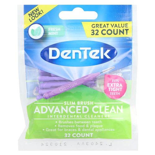 DenTek, Средство для чистки межзубных промежутков Slim Brush, улучшенное очищение, со свежей мятой, 32 шт.