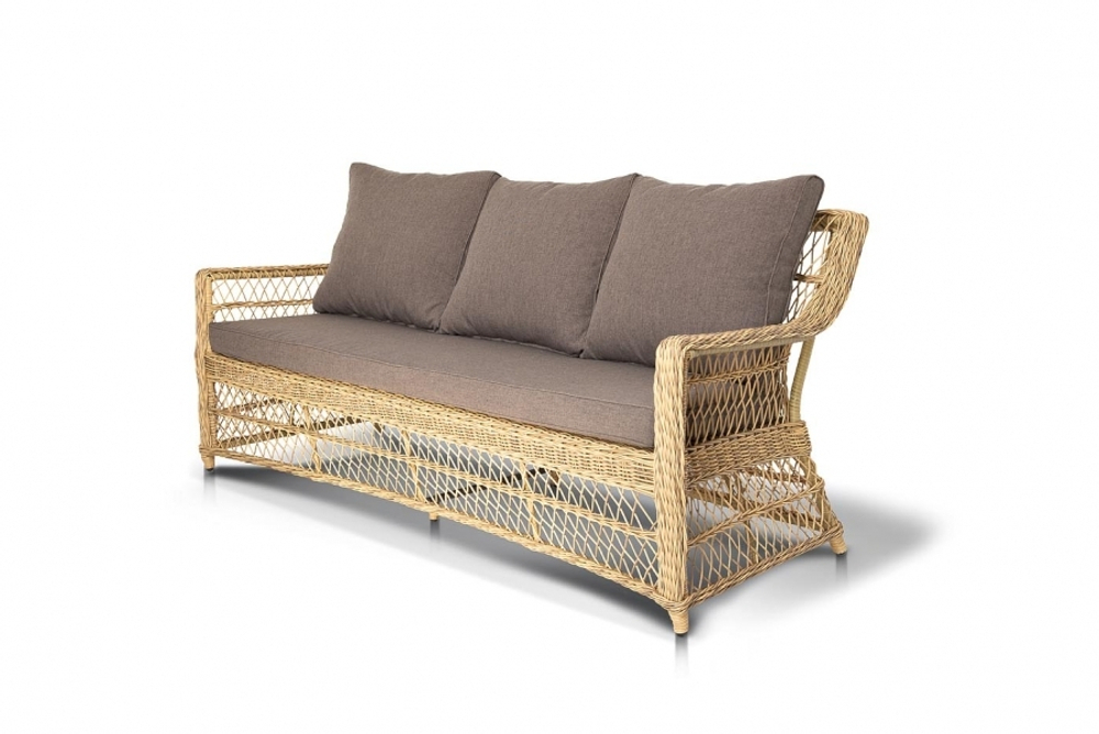 "Гранд Латте" диван трехместный из искусственного ротанга, цвет соломенный