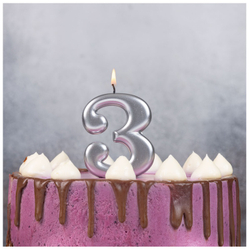Свечи-цифры Серебряные, 8 см.