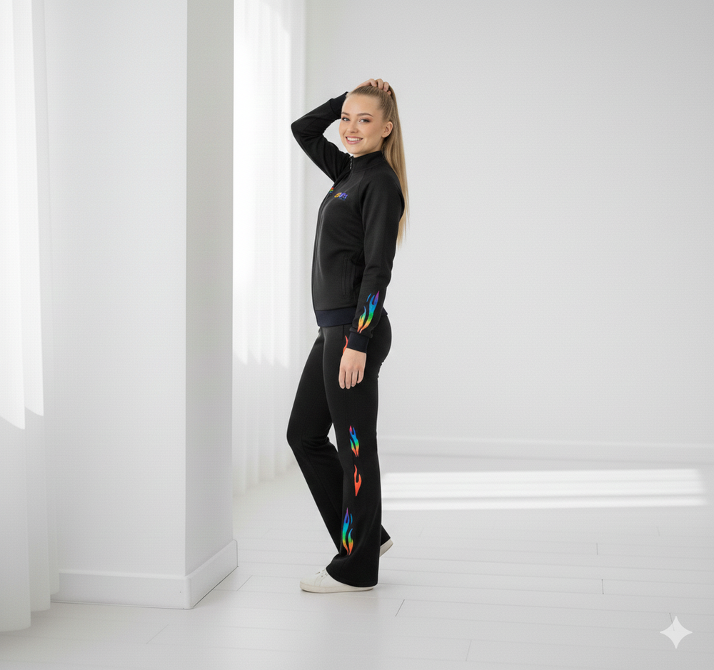 Black sports team suit with embroidery