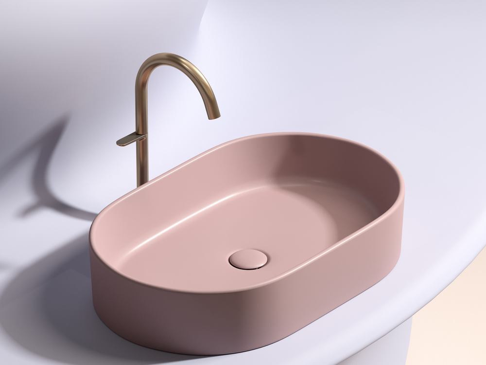 Умывальник чаша накладная овальная (цвет Розовый Матовый) Element 608x385x122мм