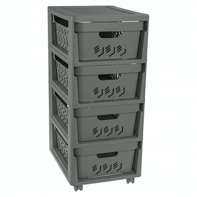 Комод на колесах deluxe, 4 ящика, 300х385х690 мм (серый)
