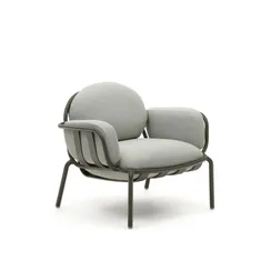 Садовое кресло Joncols серое с зеленой алюминиевой отделкой