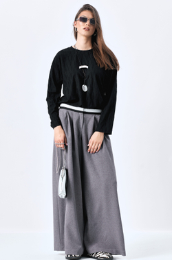 Брюки широкие 1227 серый меланж