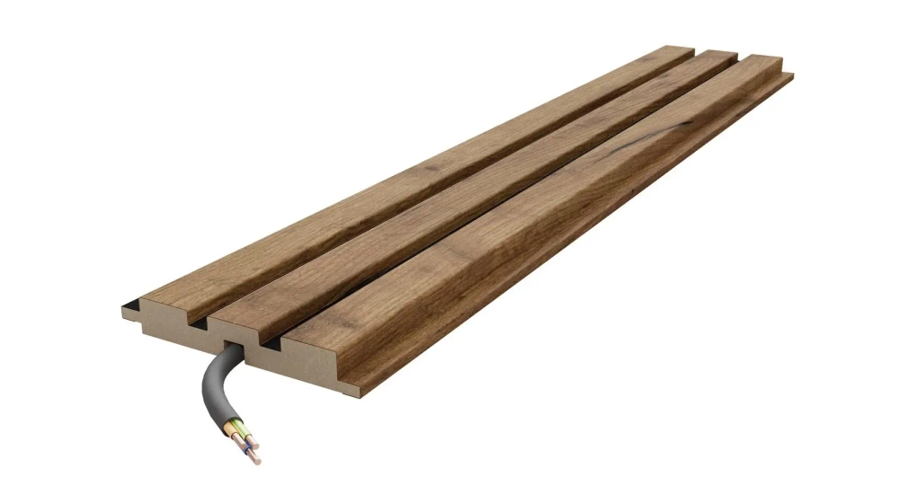 Двухцветная реечная стеновая панель МДФ, Дуб Крафт Табачный/Черный, 2800*116*16