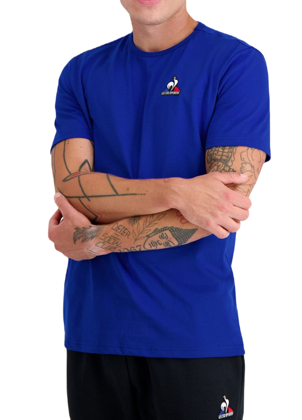 Мужская теннисная футболка Le Coq Sportif ESS Tee Short Sleeve N°4 SS23 - bleu electro