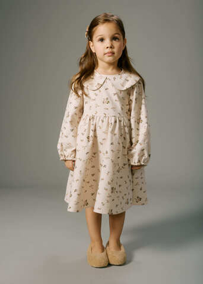 Платье фланель (магнолия на бежевом)