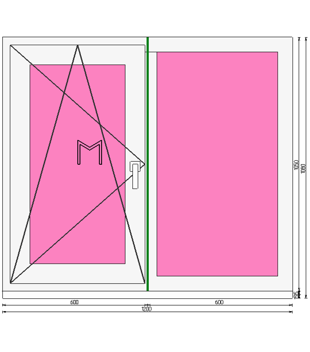 Пластиковое окно 1050 х 1200 ТермА Эко + Москитная сетка