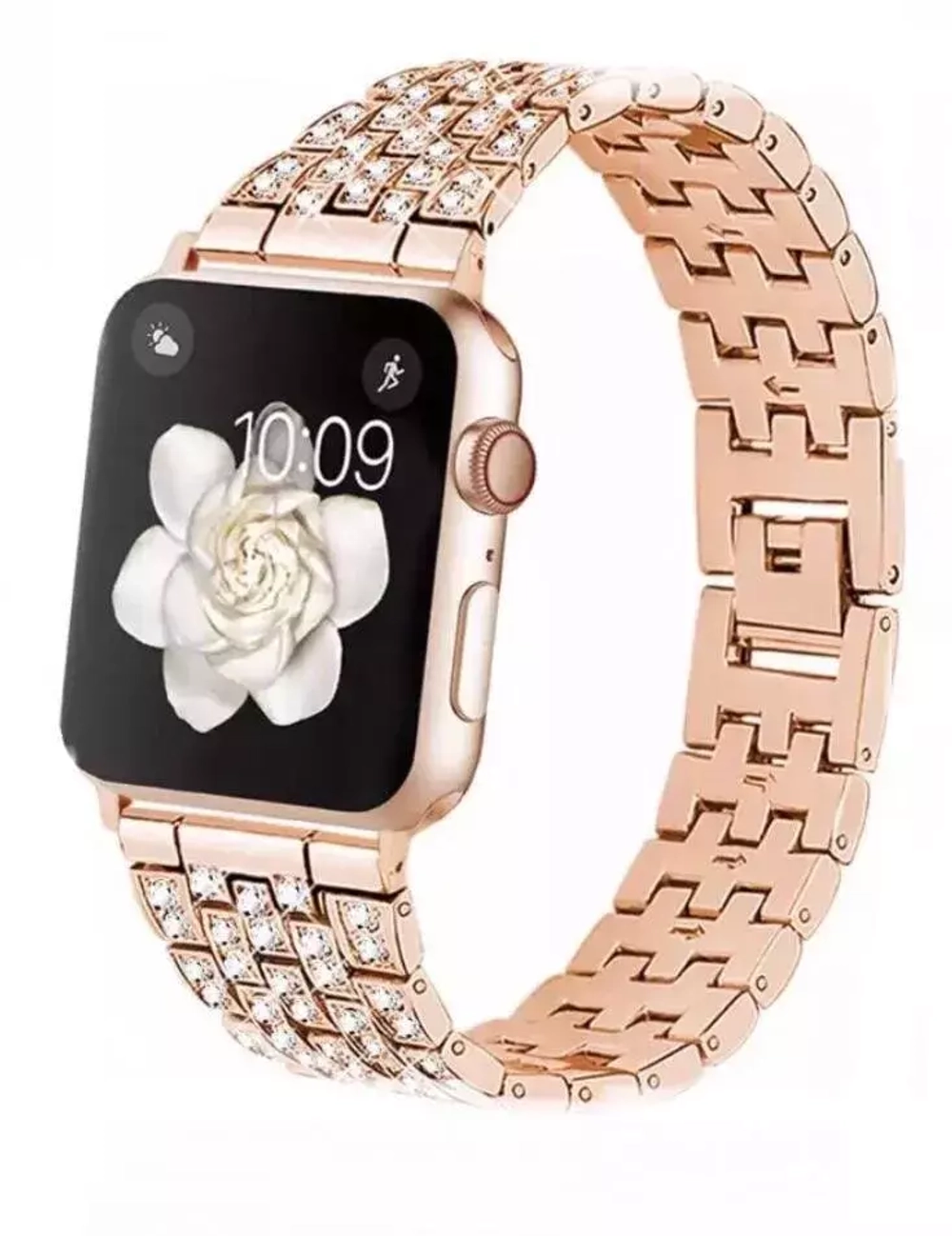 Браслет-ремешок для Apple Watch металический со стразами(38\40\41) rose gold