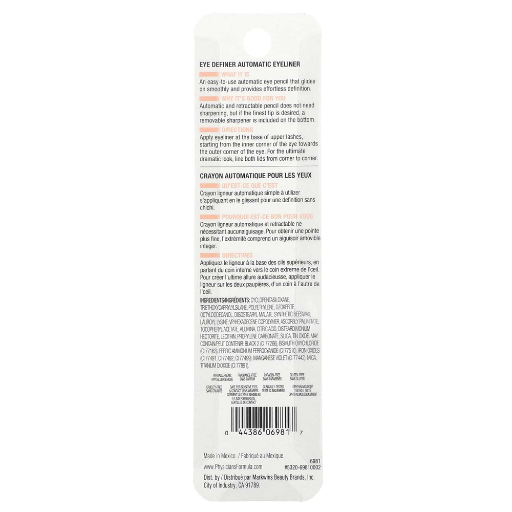 Physicians Formula, Eye Definer, автоматическая подводка для глаз, 6981 ультра черный, 0,2 г (0,008 унции)