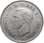 50 центов. Канада. Серебро. 1942 год. VF-XF