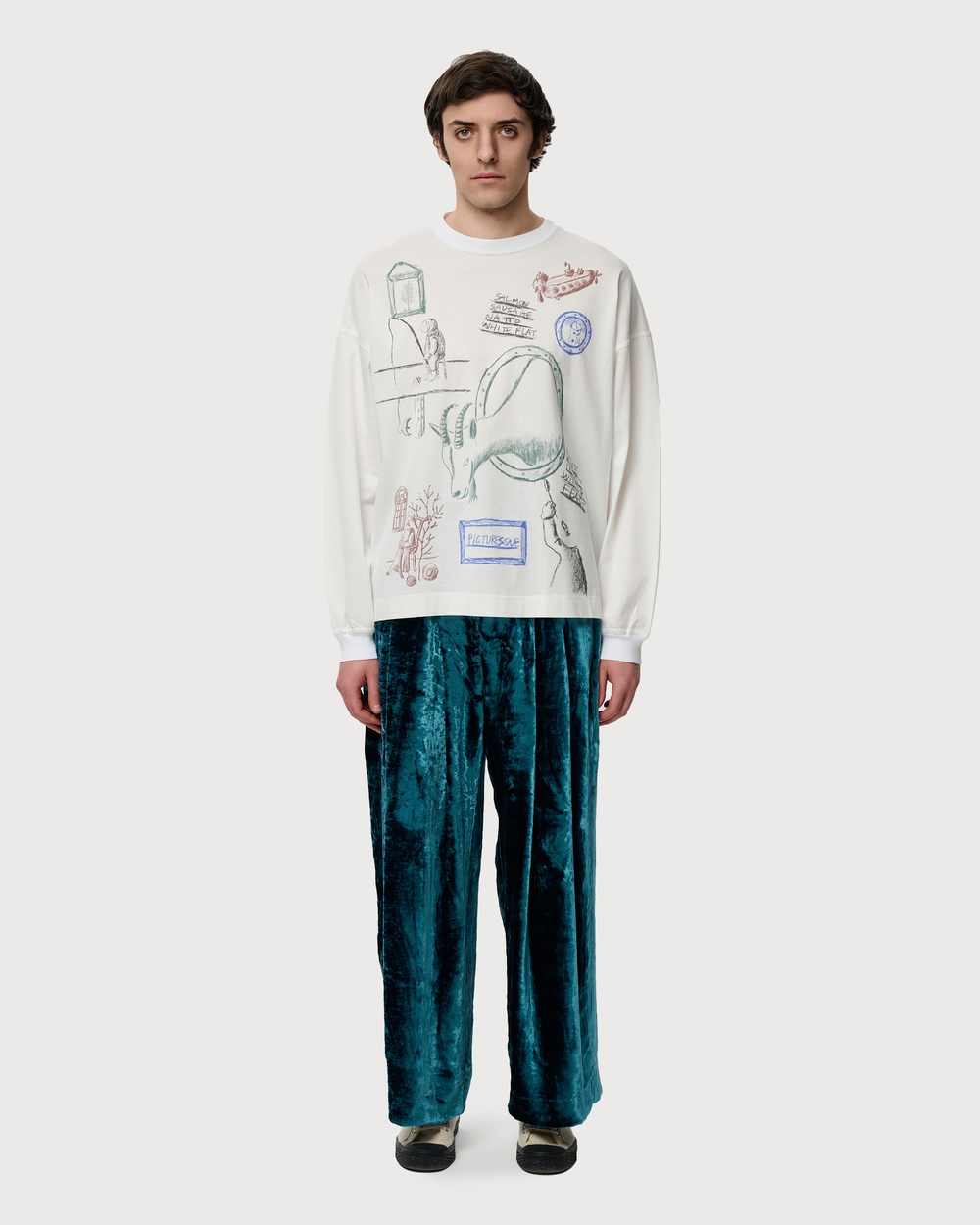 SHINYAKOZUKA БРЮКИ БАРХАТНЫЕ БИРЮЗОВЫЕ Dear, BAGGY