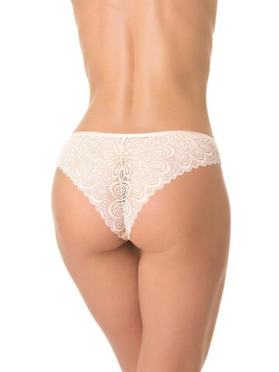 Трусики-бразилиана с кружевом (Размер: L) (Цвет: бежевый)