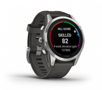 Смарт-часы Garmin Fenix 7S Pro Solar серебристый с черным силиконовым ремешком (010-02776-01)