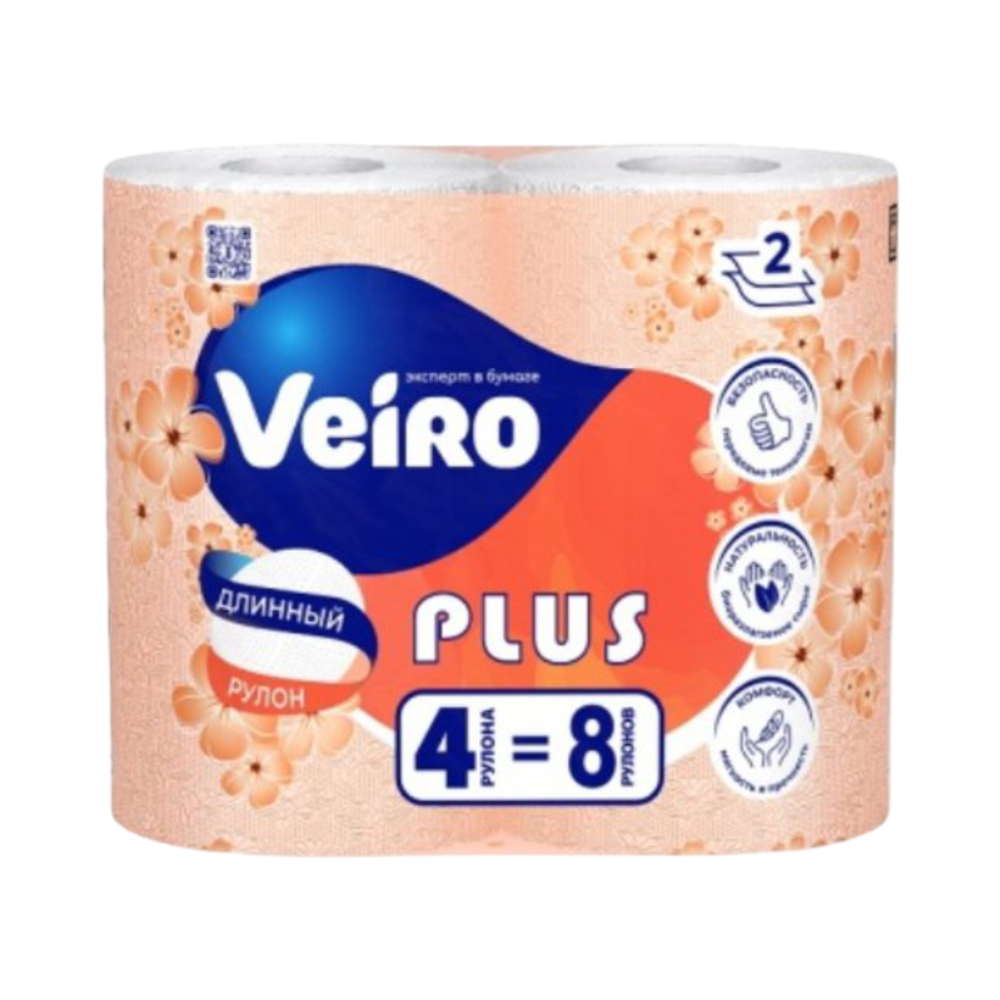 Туалетная бумага "Veiro Standart Plus" 2-сл 4-рул