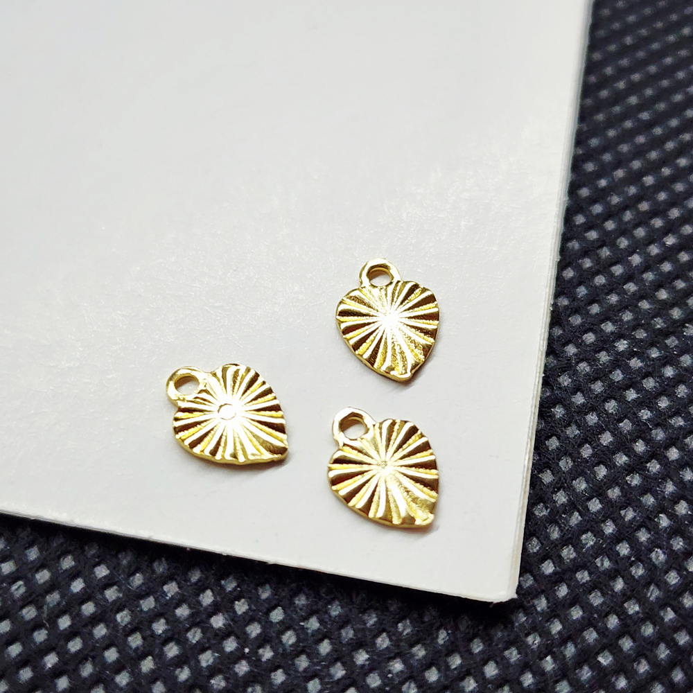 Подвеска сердце, сталь, позолота, алмазная грань, 8мм, штучно