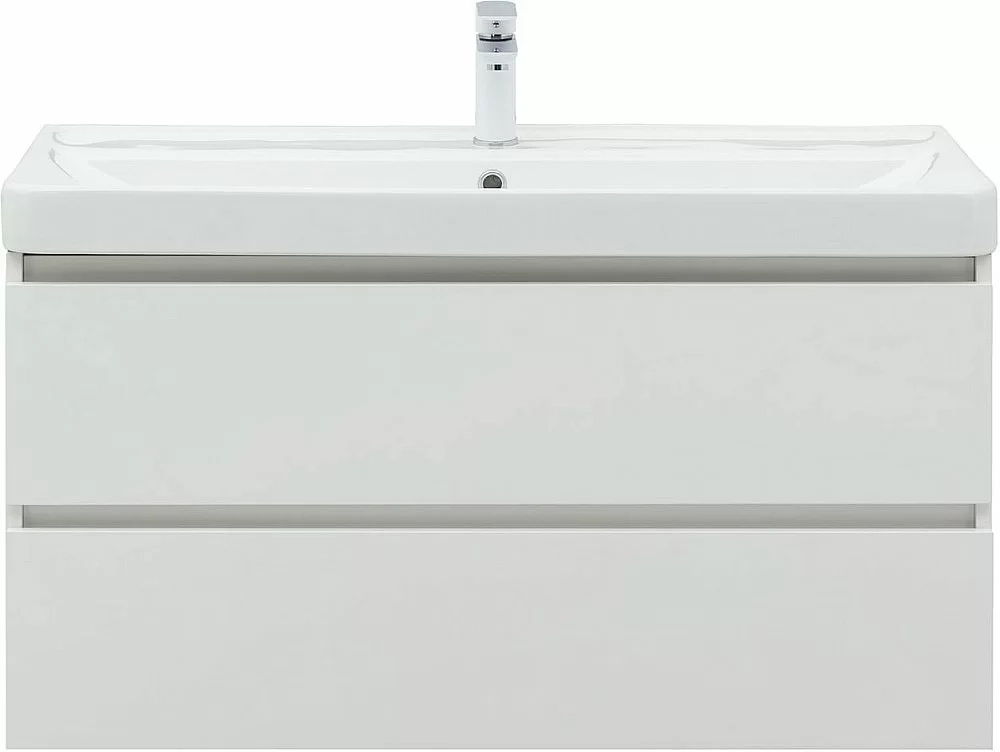 Тумба с раковиной Aquanet Вега 100 белый глянец