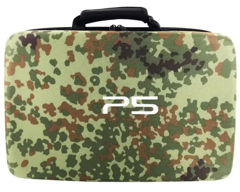 Сумка для хранения и перевозки игровой приставки Sony PlayStation 5 и геймпадов Camo Green (Камуфляж Зеленый) (PS5)