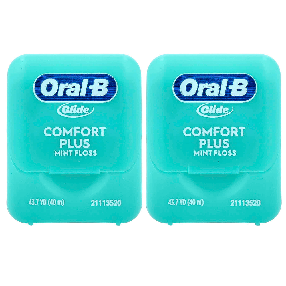 Oral-B, Glide Floss, Pro Health, комфорт плюс, мятный вкус, 2 тюбика по 40 м (43,7 ярда)