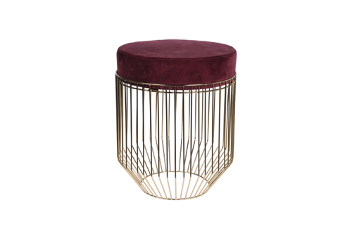 Банкетка Garda Decor велюровая бордовая на металлическом каркасе
