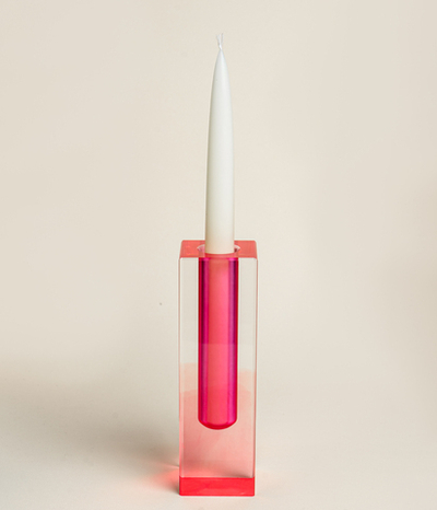 Ваза/Подсвечник из акрила 5 х 5 х 16 Розовый data-res=