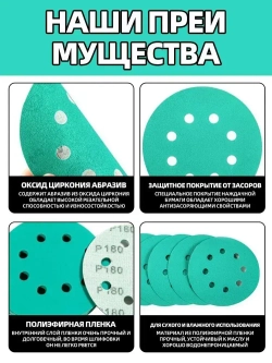 72 шт Набор наждачных шлифовальных кругов 125 мм Р600,P800,P1000,P1200,P1500,P2000;