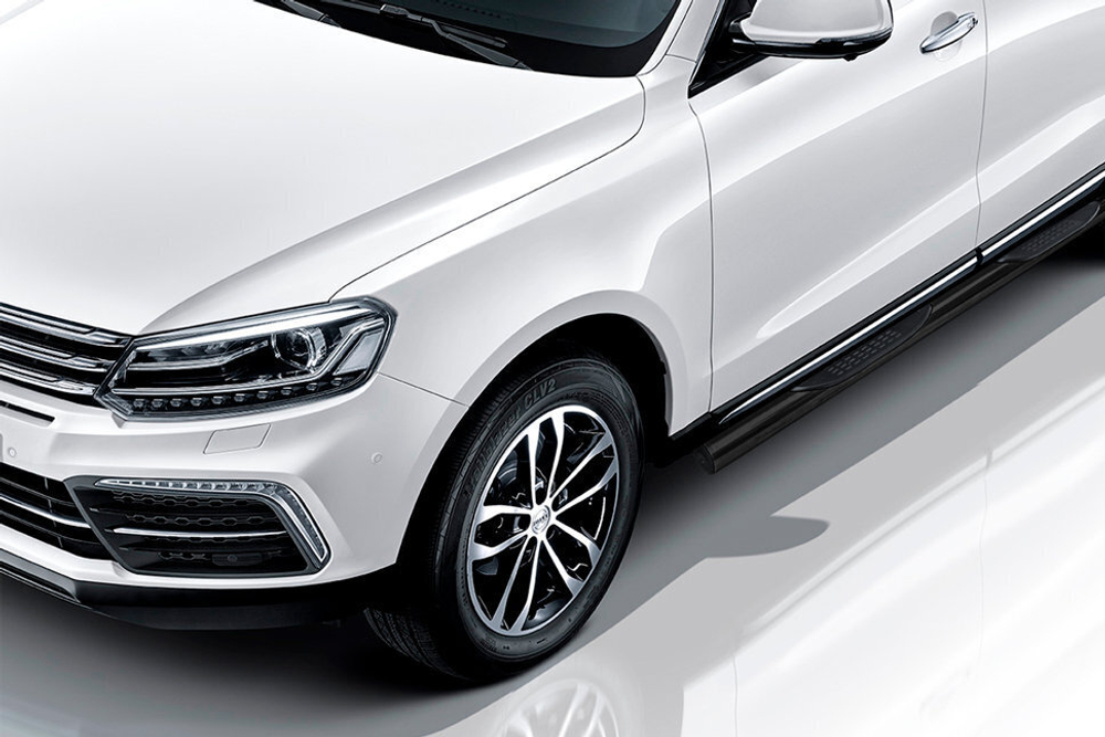 Пороги стальные Zotye Coupa (2013-2023) d76 с проступями (черные)