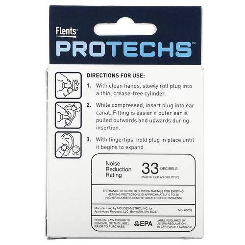 Flents, Protechs, беруши из поролона, 10 пар в футляре