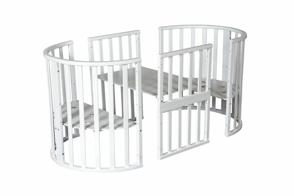 Кровать детская «Северянка» (3) 6 в 1 маятник универсальный/колесо (белый)