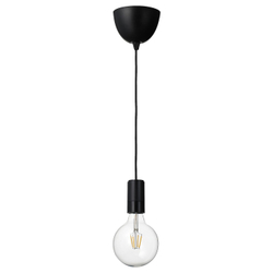 IKEA SUNNEBY  (ИКЕА СУННЕБЙ)  -  / LUNNOM Подвесной светильник с лампой, черное/прозрачное стекло