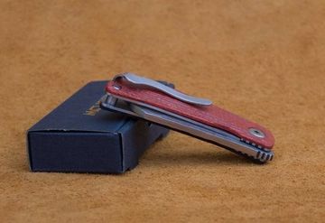 Складной нож Mcusta Petit c клинком из стали VG-10 San Mai (Laminated Stainlesss Damascus) рукоять Micarta