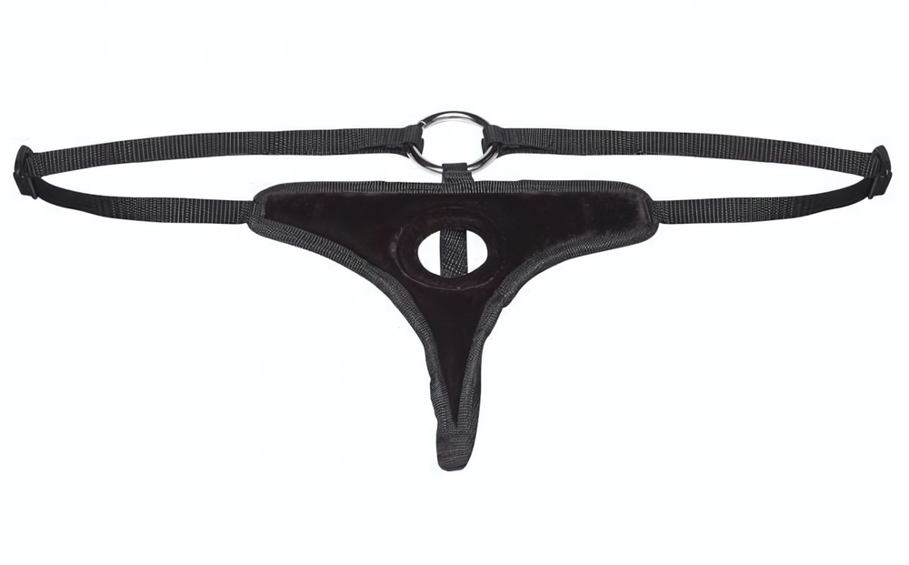 Трусики-стринги с отверстием для фиксации насадки (Размер: S-M-L) (Цвет: черный)