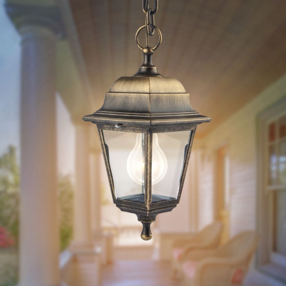 Садово-парковый светильник ЭРА НСУ 04-60-001 бронза 4 гранный подвесной IP44 Е27 max60Вт